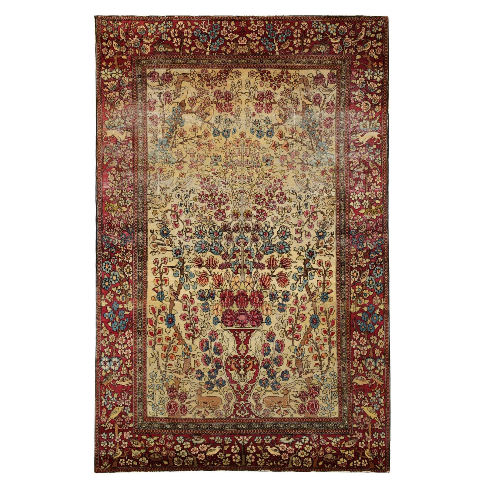 Antique Rug Vase Wool Area Handmade Carpet Oriental Living Room Rug