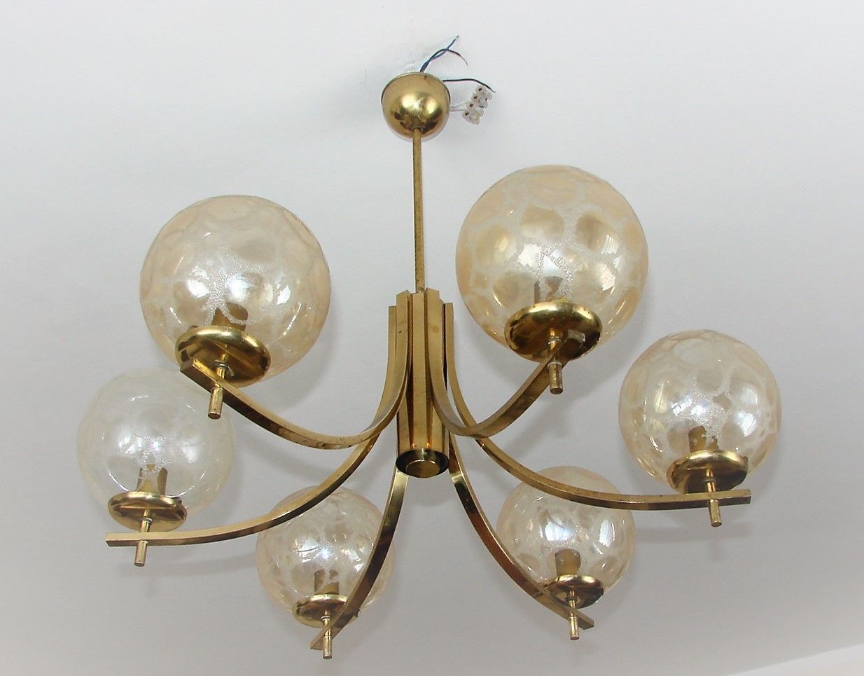 Chandelier, 1970s, Brass, Vintage photo for sale