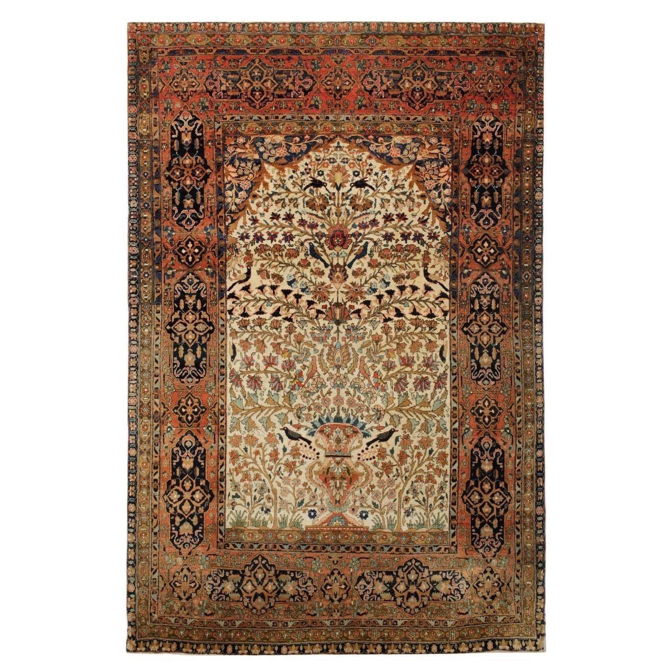 Traditional Carpet Vase Rug Hand Knotted Antique Living Room Rug