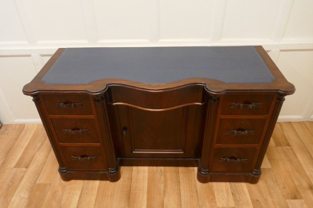 Arts And Crafts Flame Mahogany Knee Hole Writing Desk