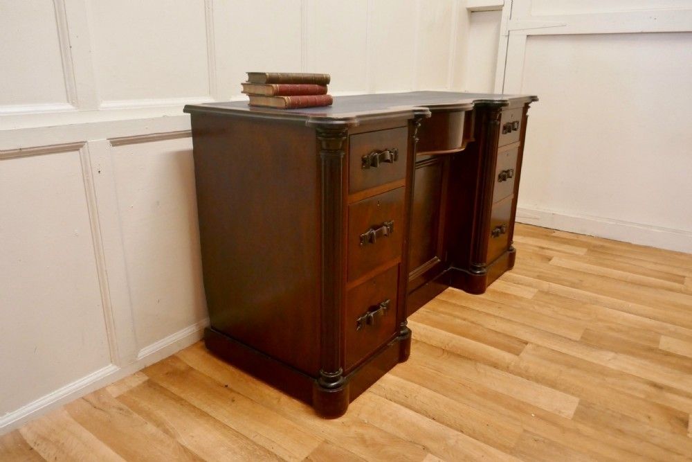 Arts And Crafts Flame Mahogany Knee Hole Writing Desk photo buy