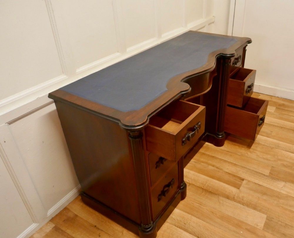 photo for sale Arts And Crafts Flame Mahogany Knee Hole Writing Desk