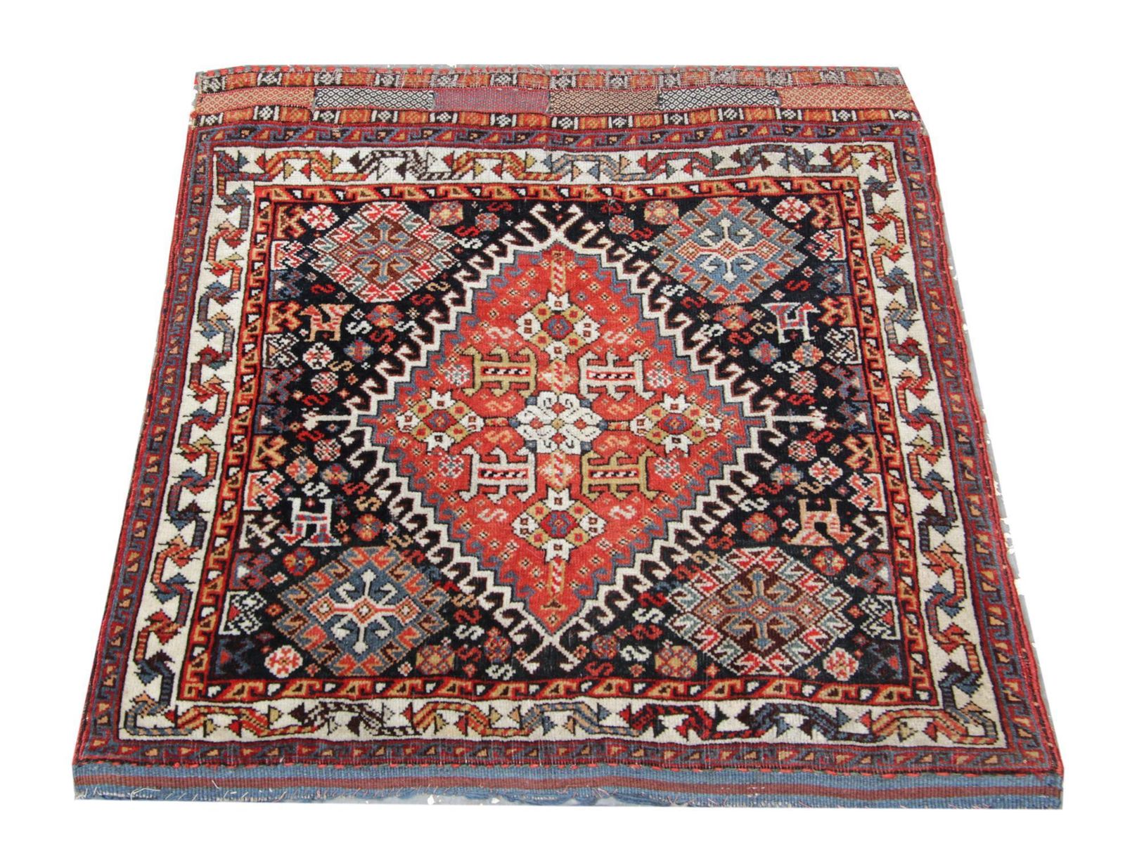 Square Medallion Carpet Handwoven Tribal Oriental Wool Area Rug photo for sale