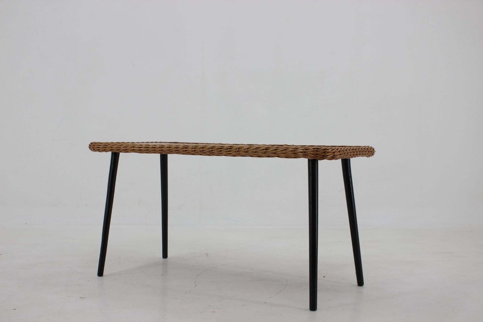 1970s Coffe Table With Rattan Edge, France photo for sale