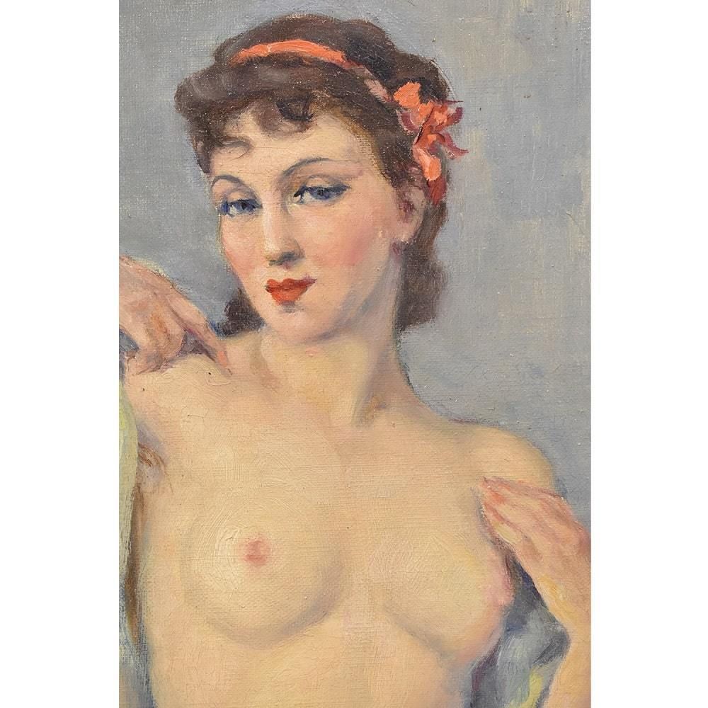 Nude Oil Painting, Nude Woman, Oil On Canvas, XX Century. (Qn357) photo Art