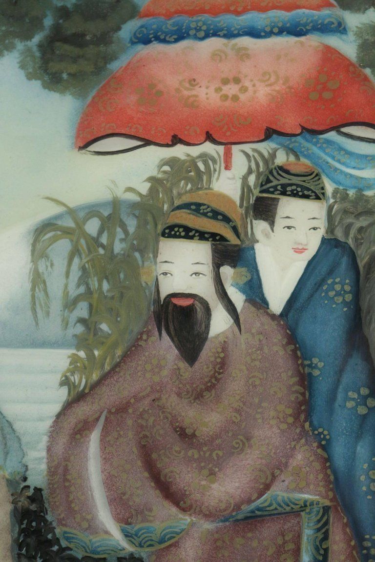 Pair Of 19th Century Asian Painting Under Glass Of Superior Quality photo buy