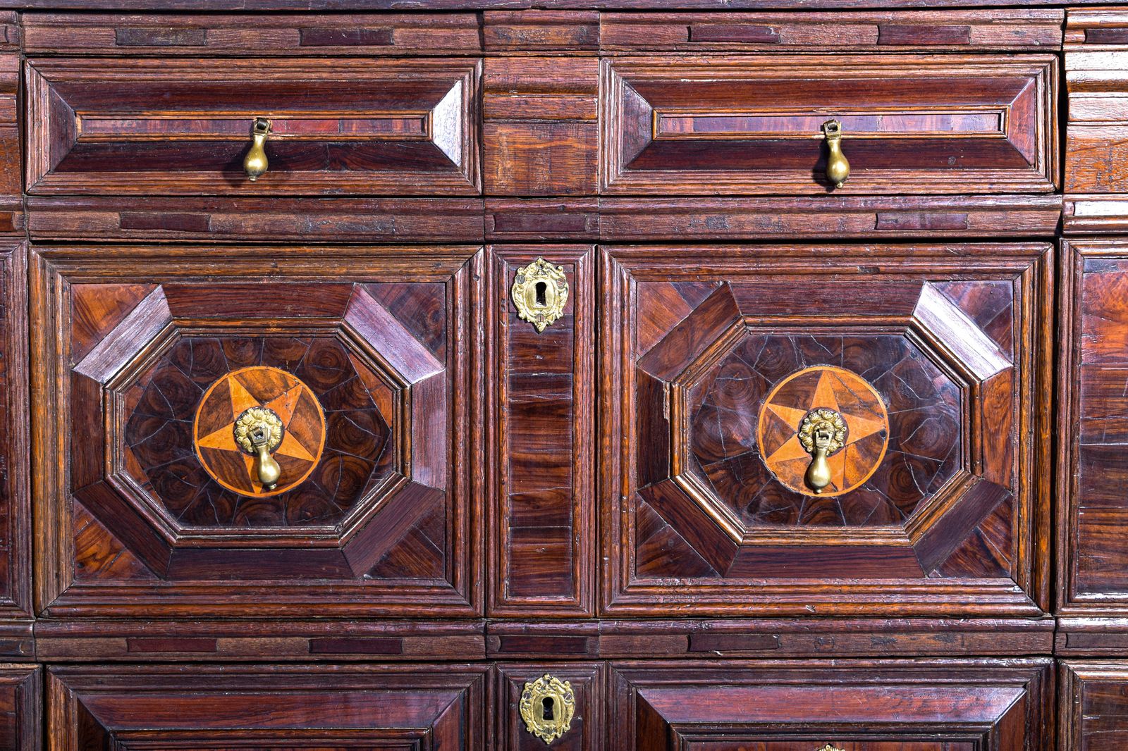 Fine & Rare Charles II Oyster Veneered Two Part Chest Of Drawers photo furniture