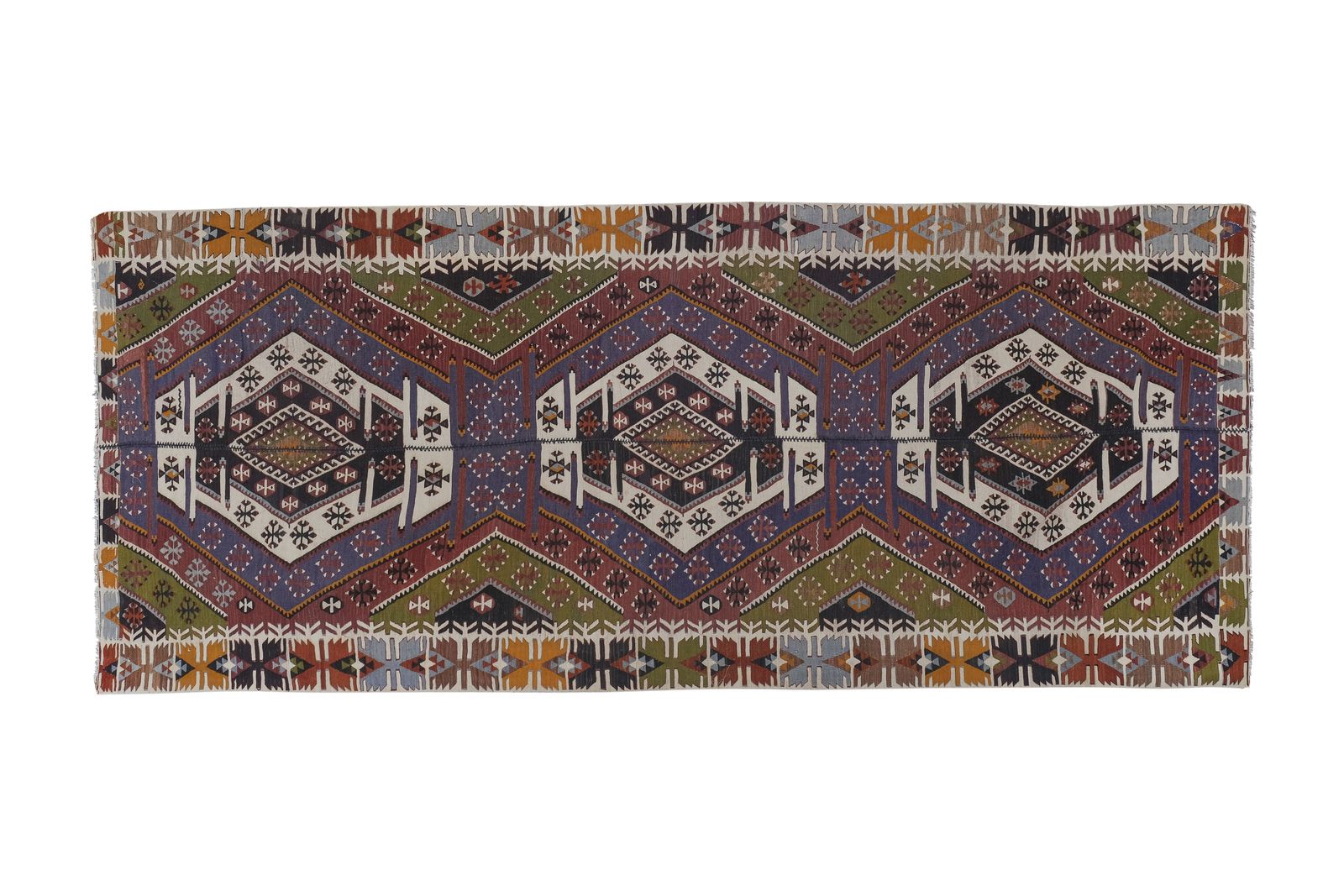 Vintage Pastel Geometric Kilim Rug 4'11'' X 11'11'' photo Textiles