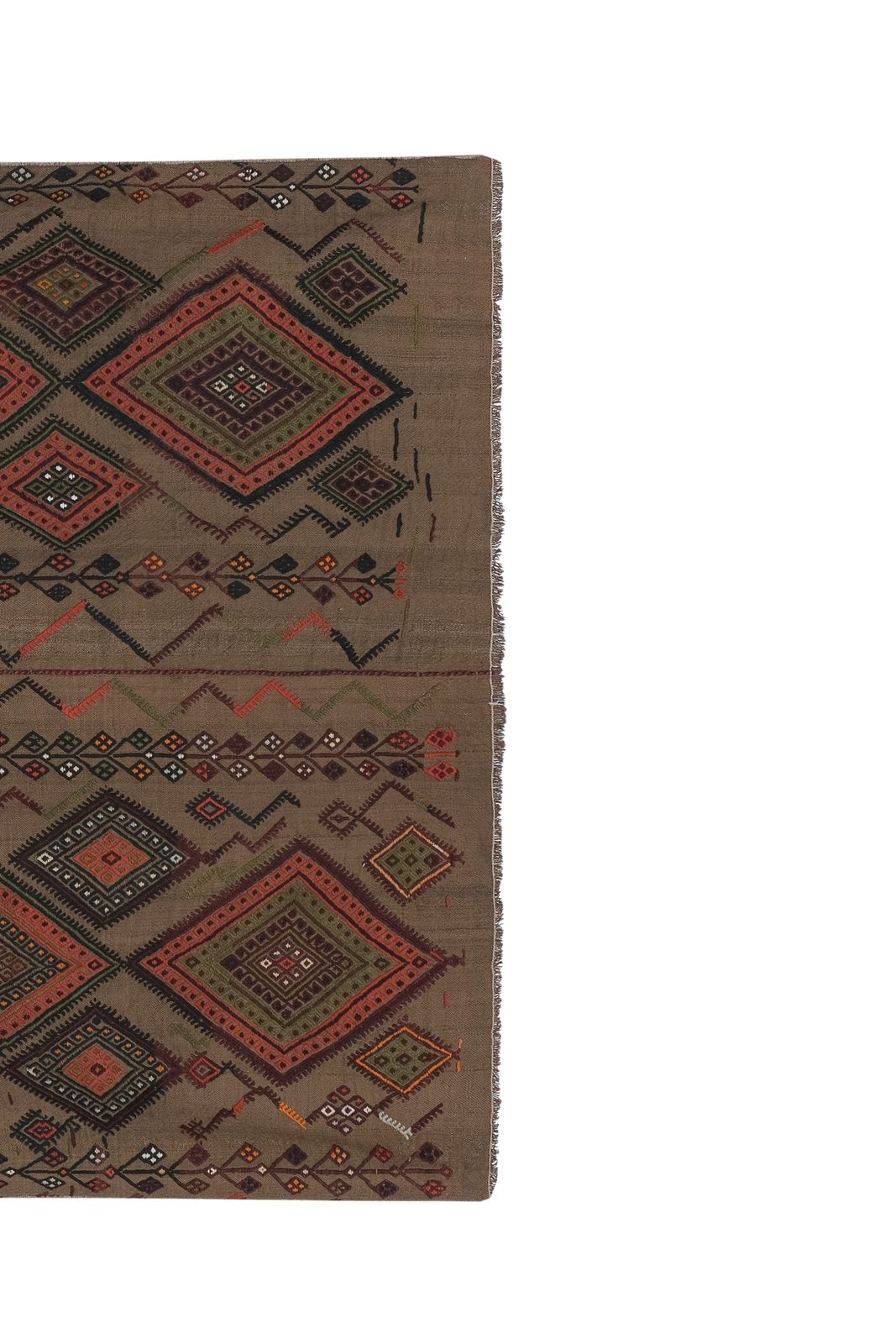 637.0 1980s Vintage Turkish Kilim Flat Weave Area Rug 5'3'' X 6'1'' photo