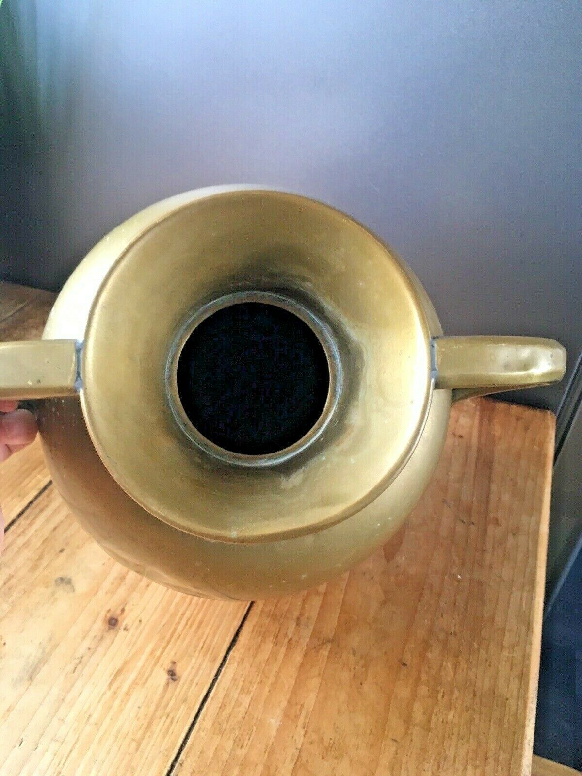 photo for sale Antique French Brass Twin Handled Urn Water Jug Vase Garanti Villedieu Plant Pot