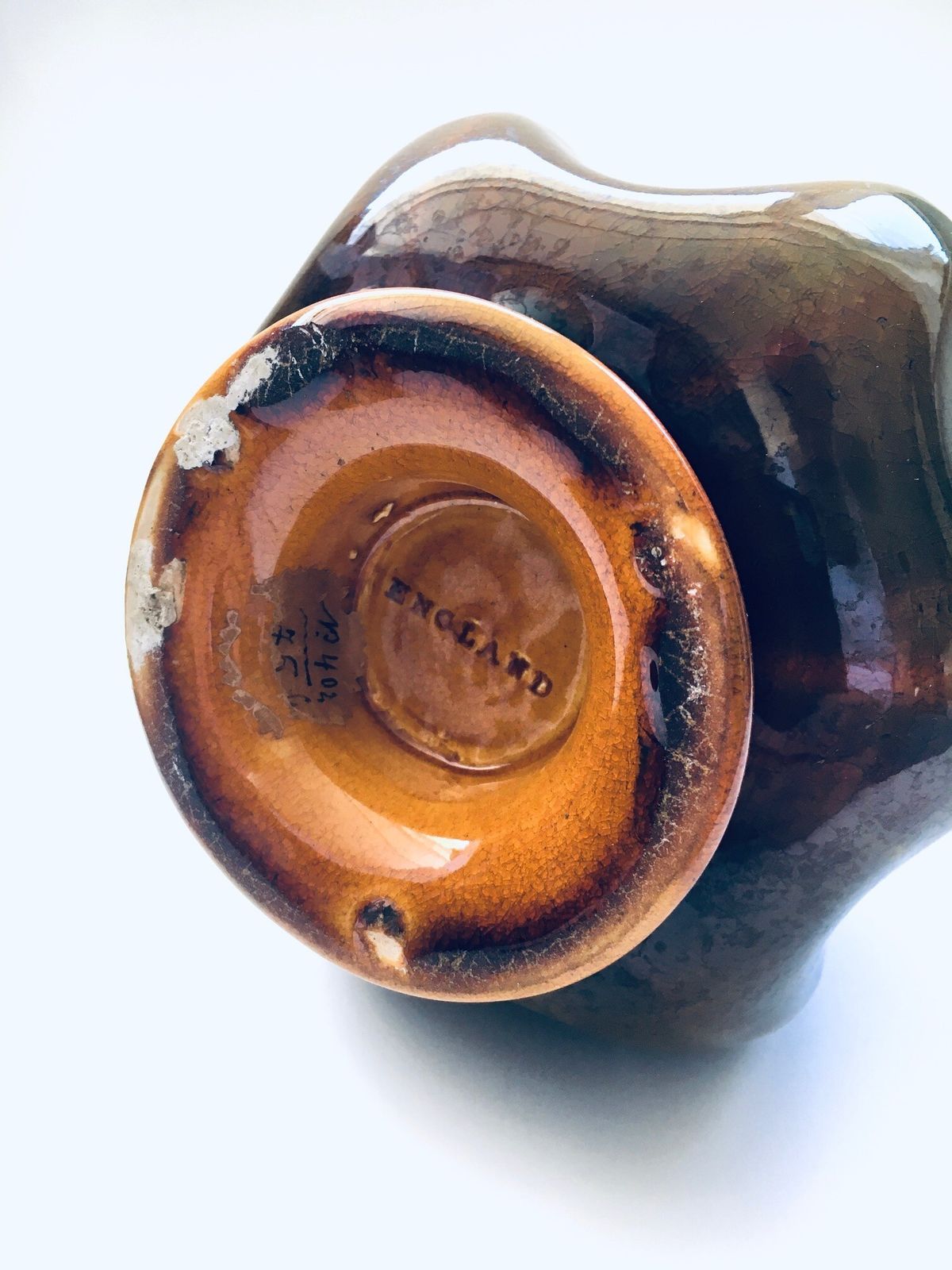 Home Decor Vintage Art Studio Ceramic Spout Vase England 1960s photo