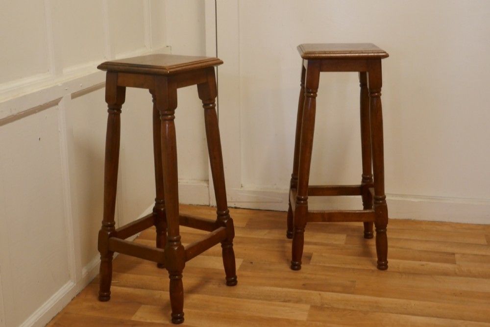 A Pair Of French Walnut Farmhouse High Kitchen Stools photo furniture