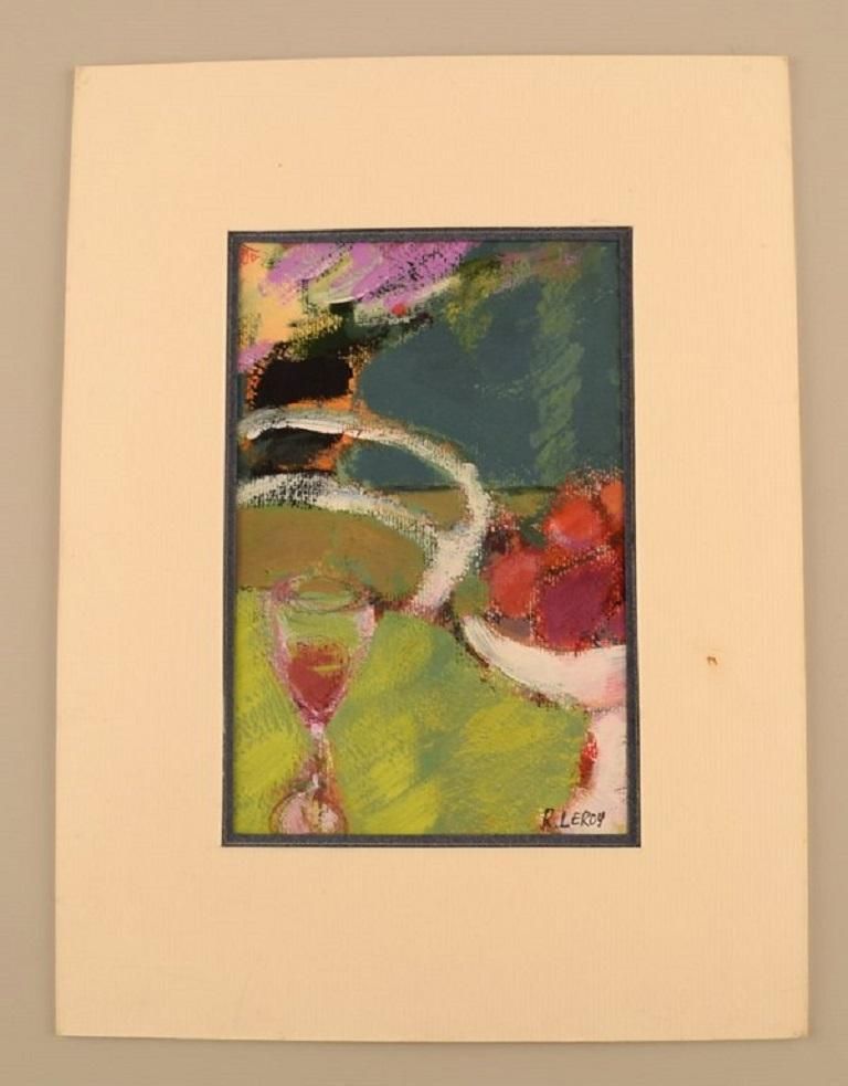 René Leroy, French Artist, Pastel On Paper, Dated 1989 photo furniture