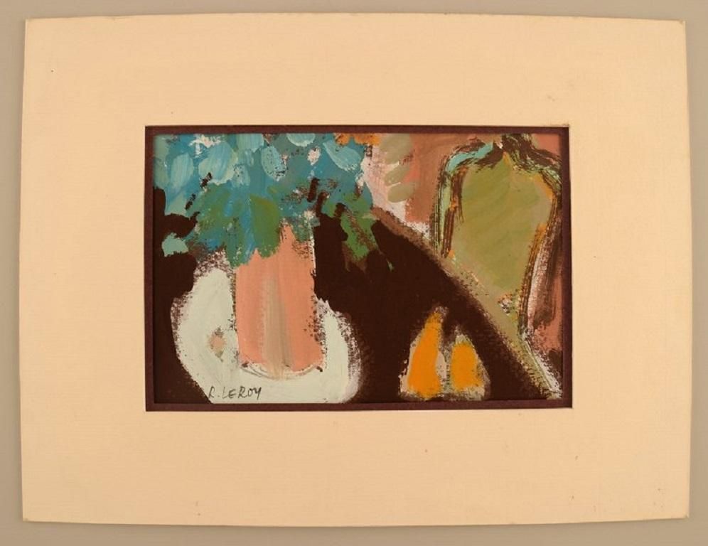 René Leroy, French Artist, Pastel On Paper, 1980s photo furniture
