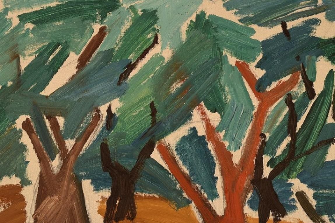B. Stålfors, Swedish Artist, Oil On Canvas, Modernist Forest Landscape photo Art