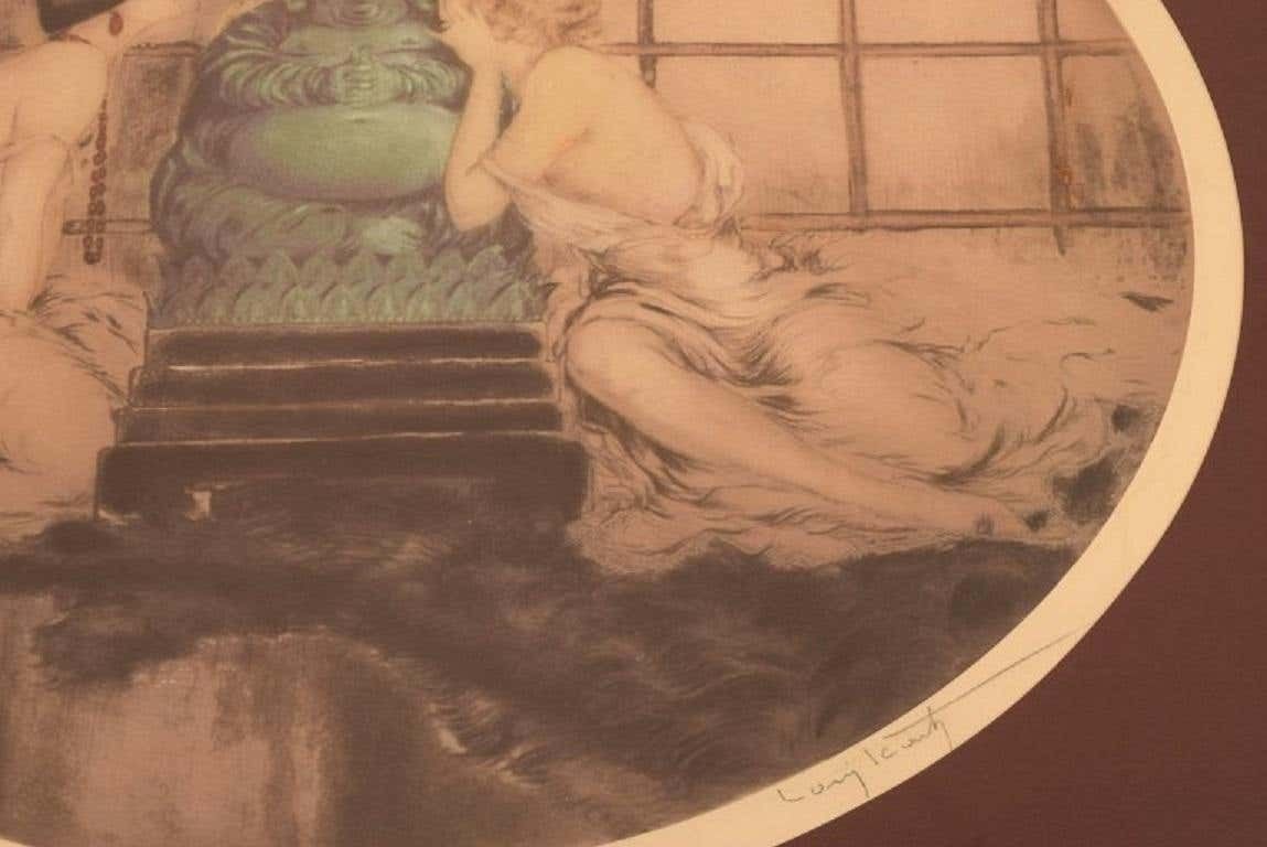 Louis Icart, Etching On Paper, Women And Buddha, 1930s photo Art