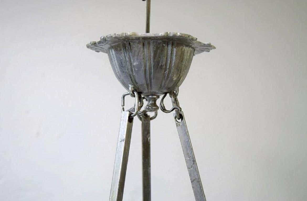 Muller Frères, Luneville, Large Impressive Chandelier In Wrought Iron, 1930s/40s photo buy