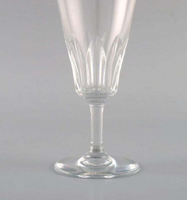 Baccarat, France, 10 Art Deco Champagne Flutes In Clear Crystal Glass photo for sale