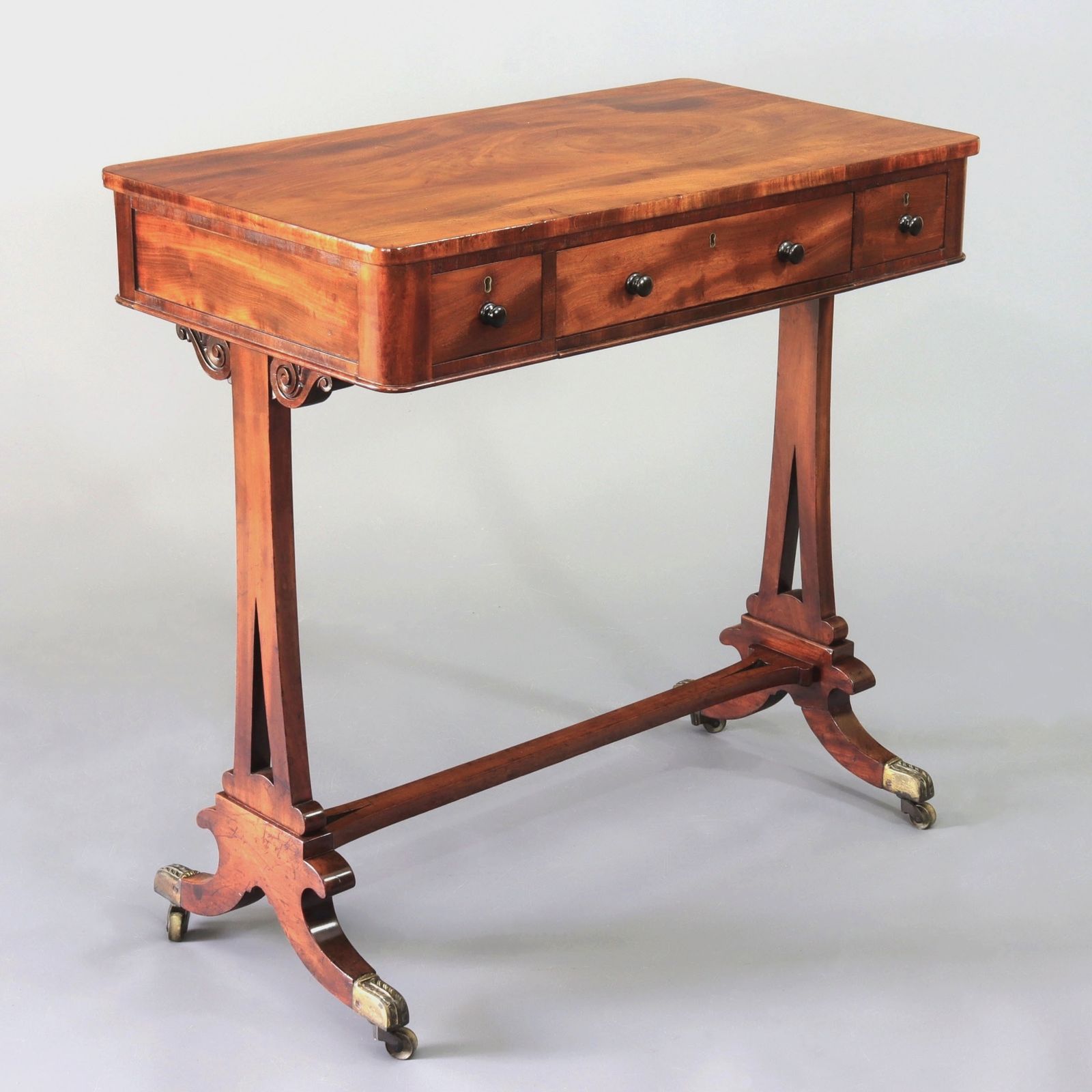 Regency Curl Mahogany Small Ladies Writing Desk C1820 photo for sale