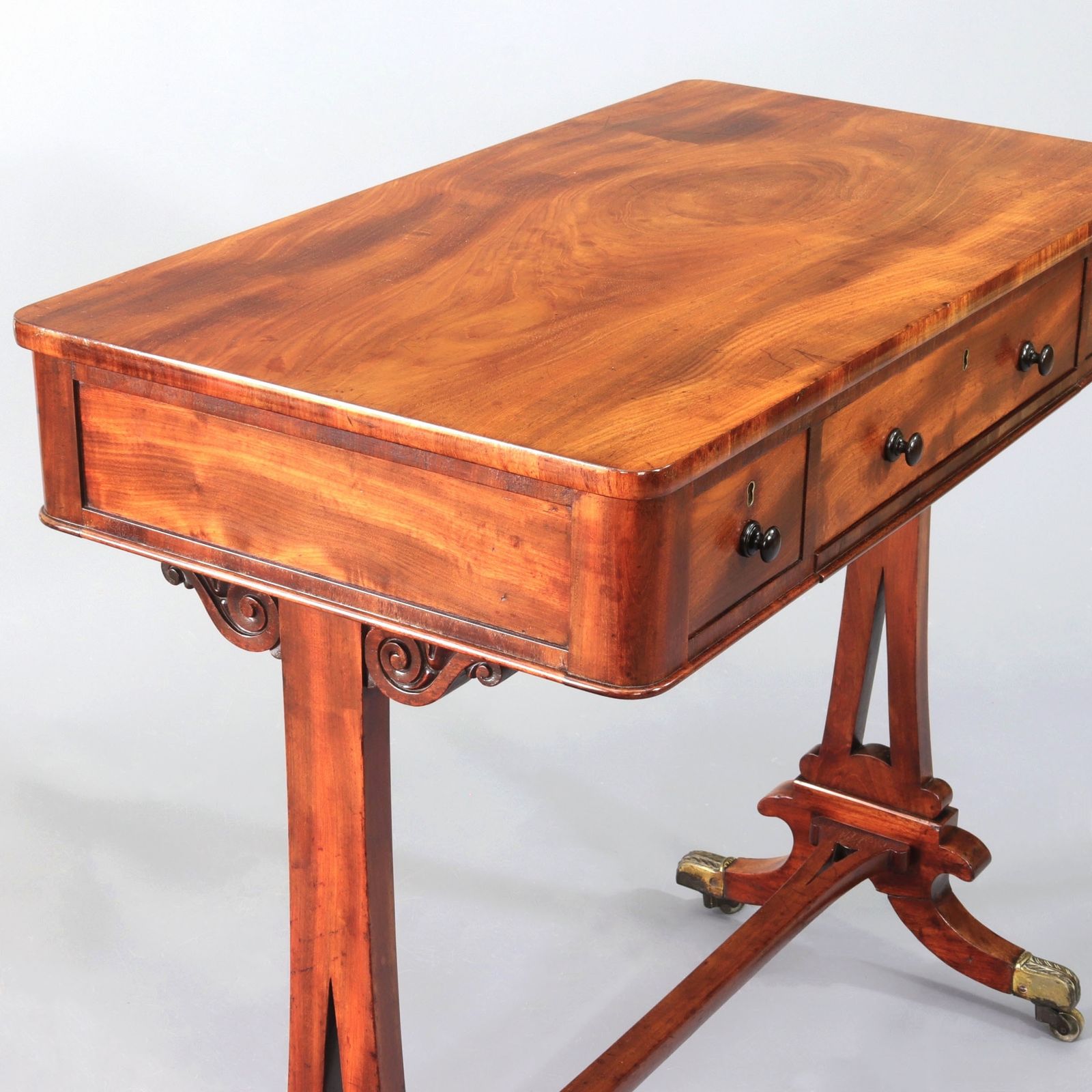 Regency Curl Mahogany Small Ladies Writing Desk C1820 photo Furniture