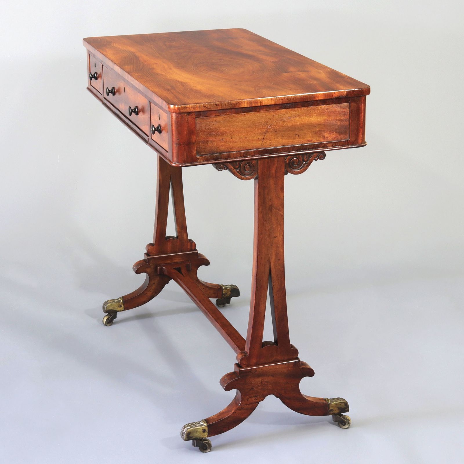 Regency Curl Mahogany Small Ladies Writing Desk C1820 photo vinterior