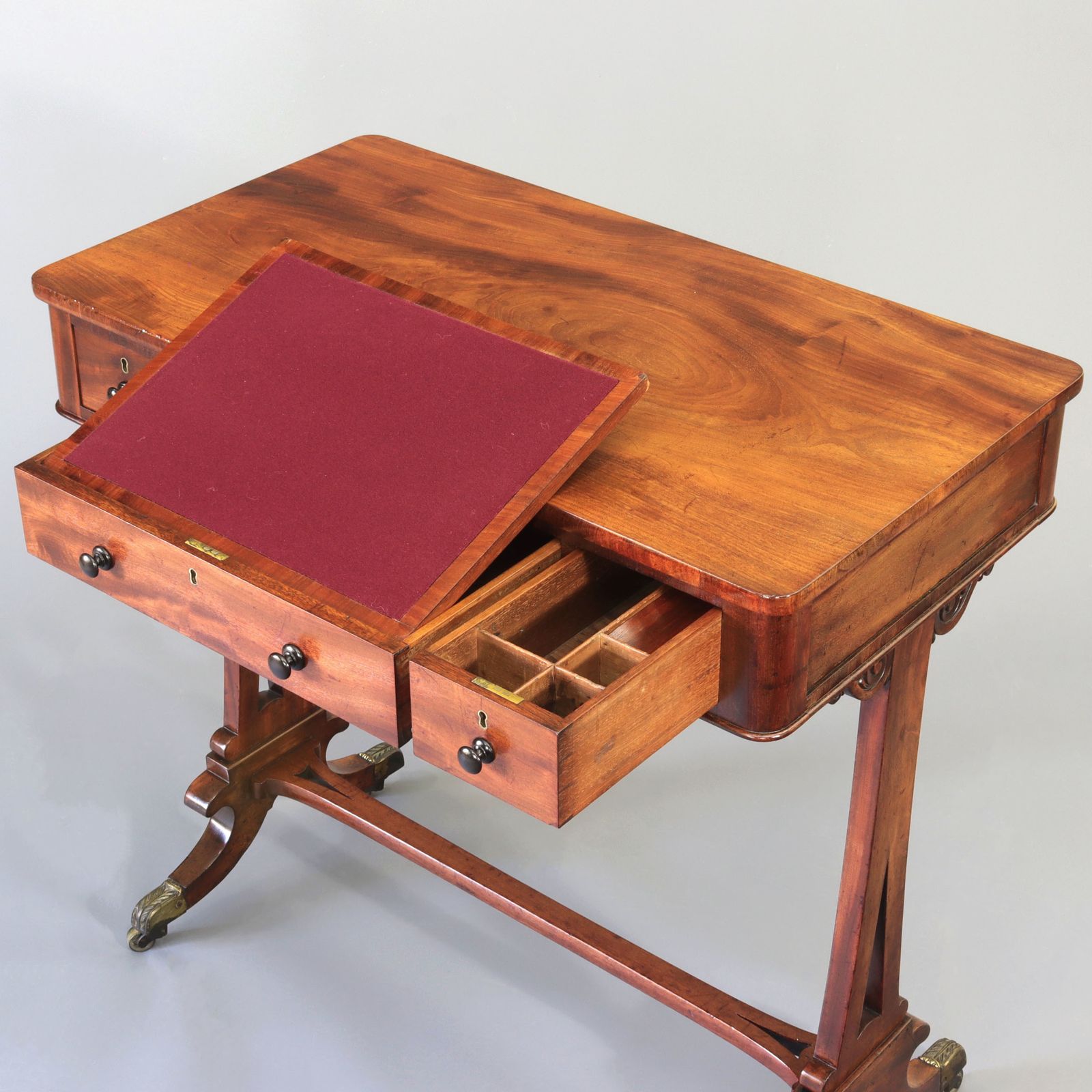 Regency Curl Mahogany Small Ladies Writing Desk C1820 photo vintage