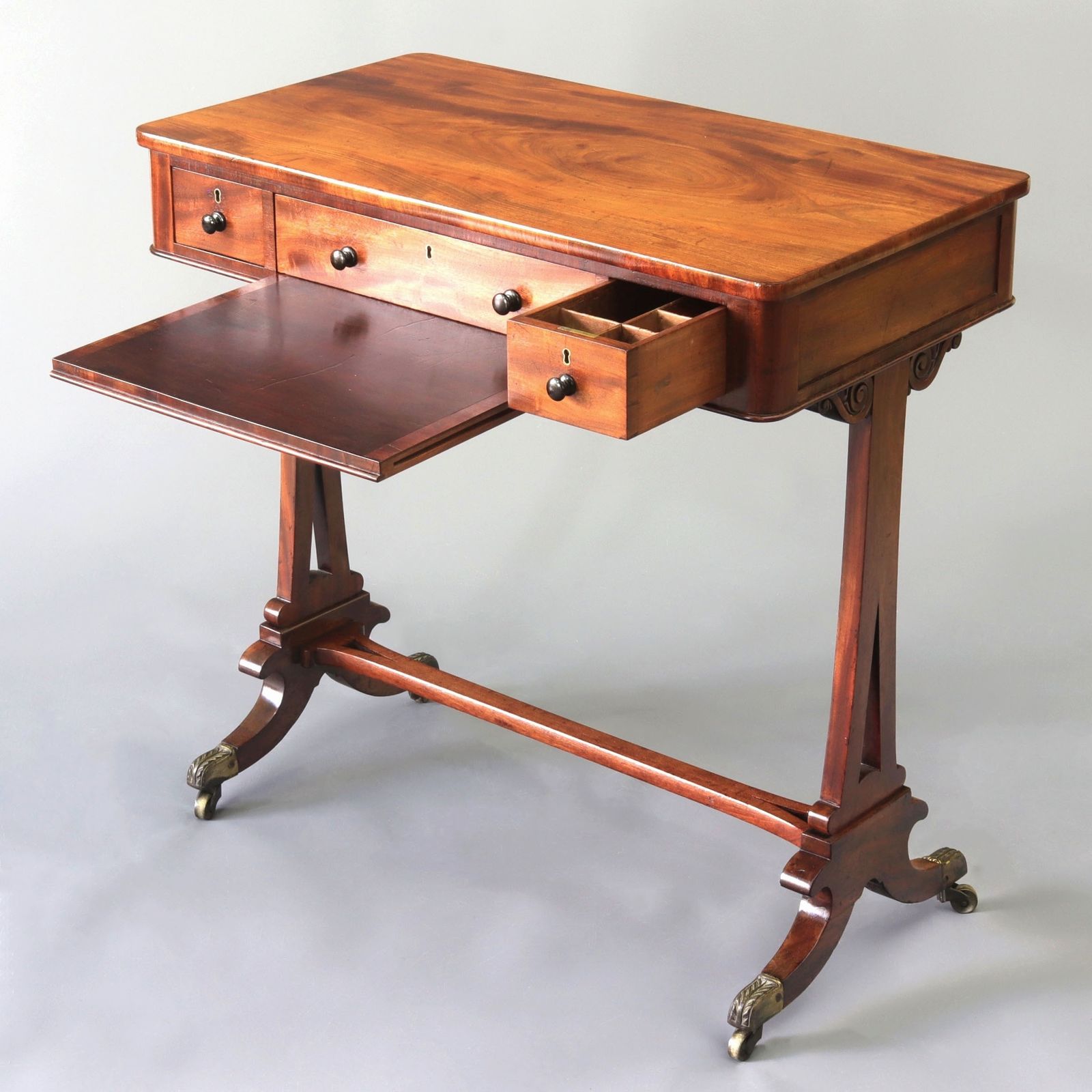 photo for sale Regency Curl Mahogany Small Ladies Writing Desk C1820