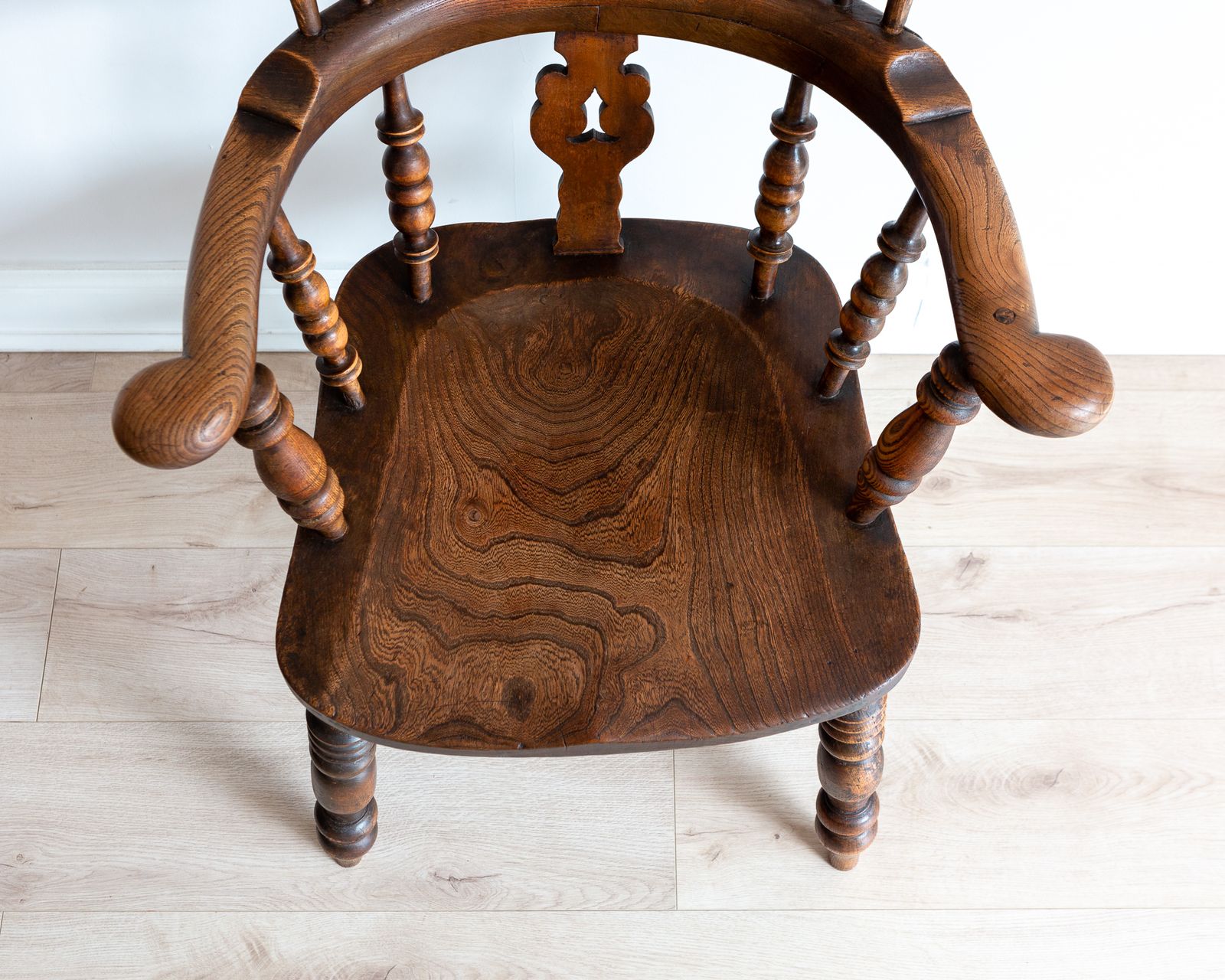 Unique 19th Century Stamp Marked Broad Arm Antique Yorkshire Windsor Chair photo vintage