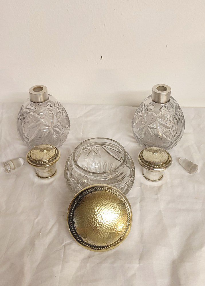 photo furniture French Cut Glass Toilet Set, 1940s, Set Of 3
