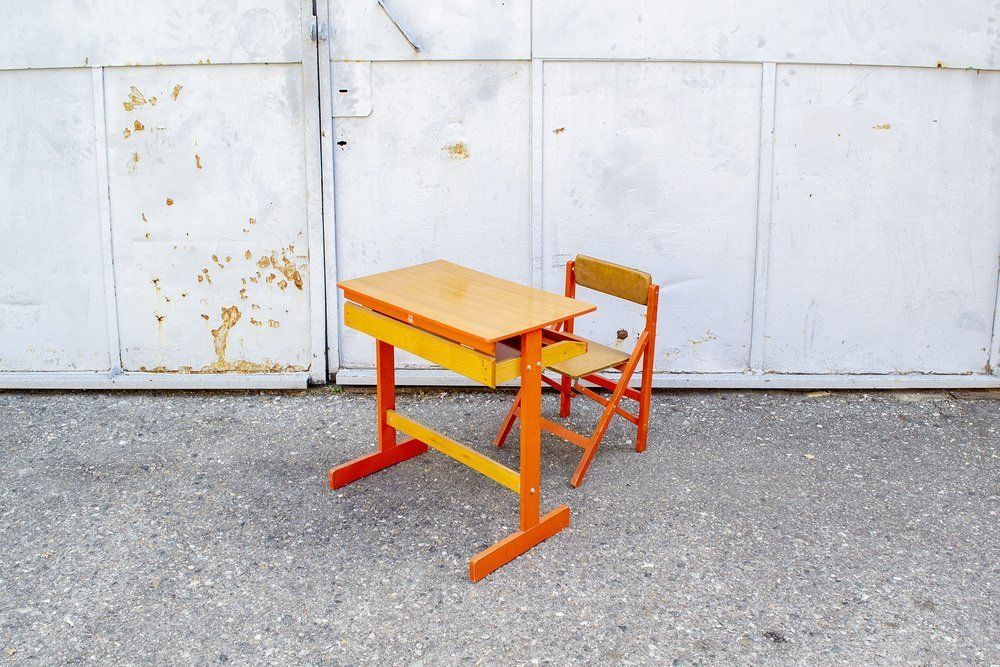 Kinderbureau Met Klapstoel In De Stijl Van De Gebroeders Reguitti, Ca. Jaren 1950, Set Van 2