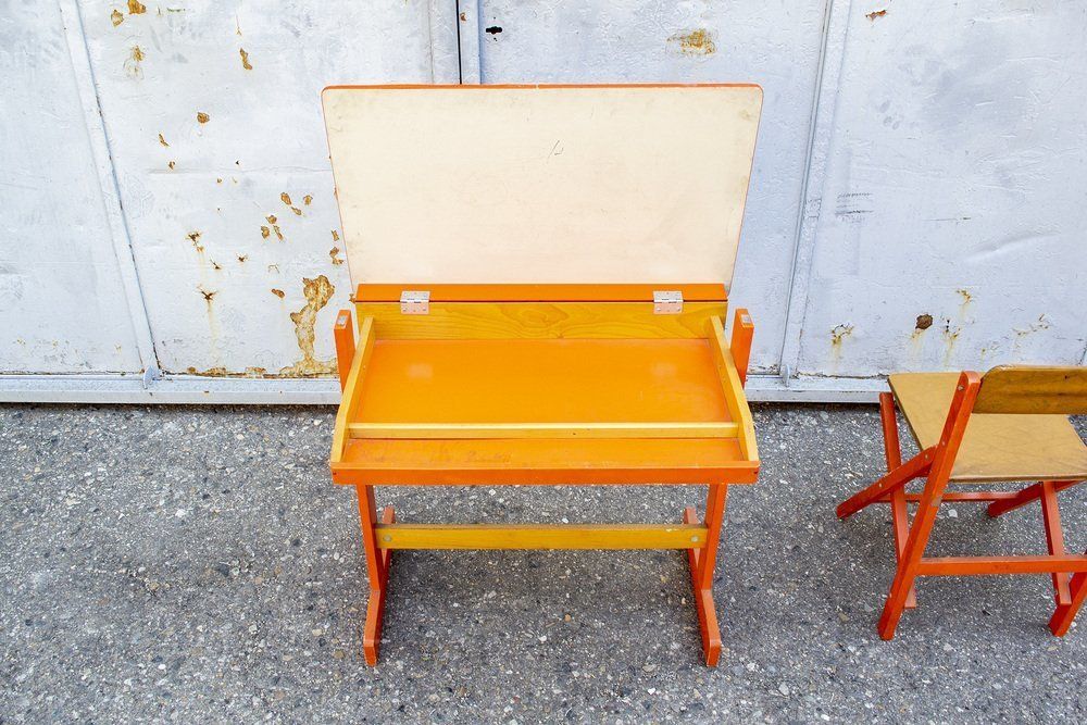 Kinderbureau Met Klapstoel In De Stijl Van De Gebroeders Reguitti, Ca. Jaren 1950, Set Van 2 photo vinterior