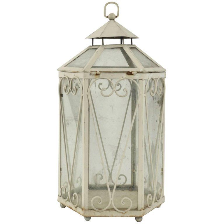 Wrought Iron Lantern In The Shape Of A Miniature Greenhouse