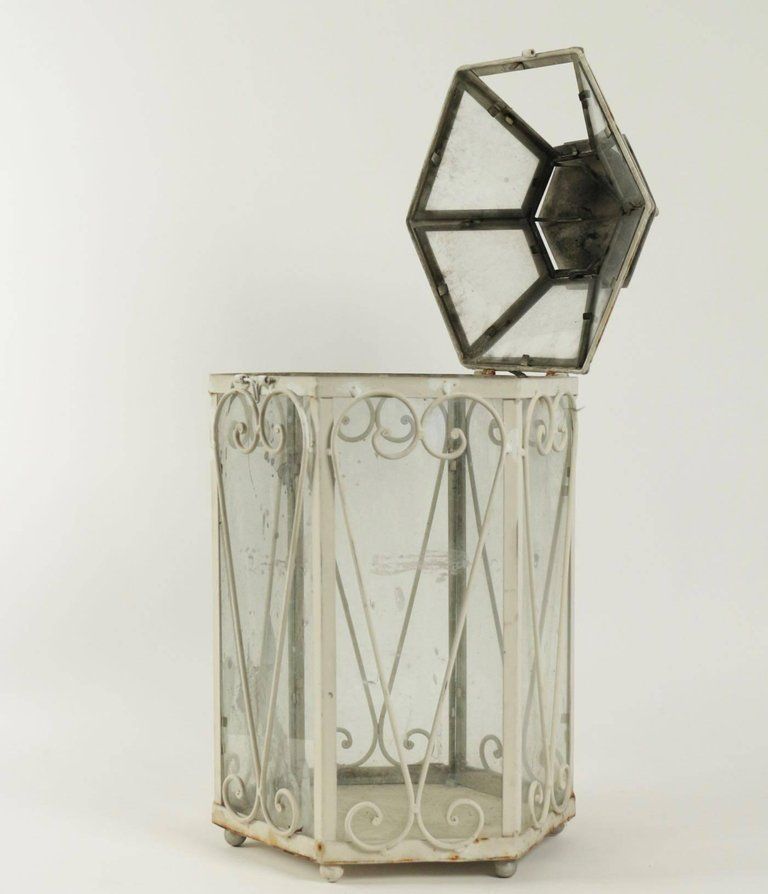 Wrought Iron Lantern In The Shape Of A Miniature Greenhouse photo vinterior