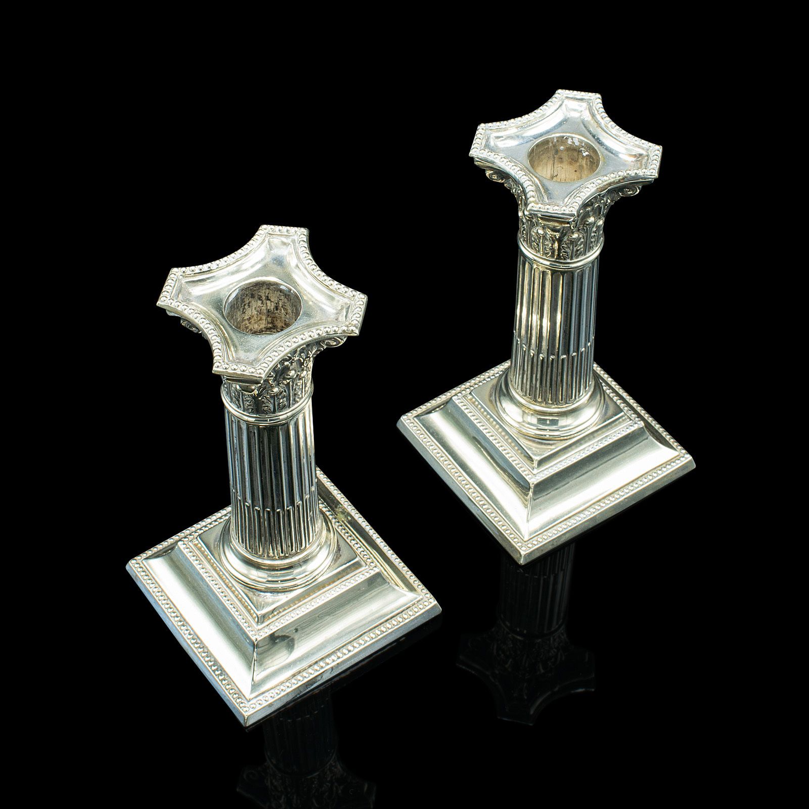 Pair Of Antique Decorative Candlesticks, Italian, Silver Plated, Grand Tour, 1860 photo buy