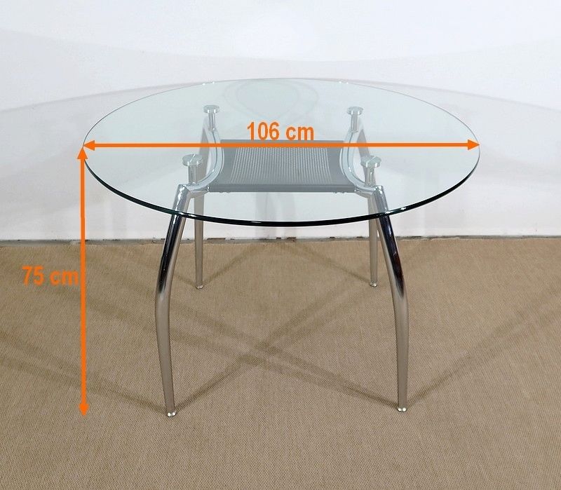 photo vinterior To Print Table In Chromed Metal And Glass – 1970