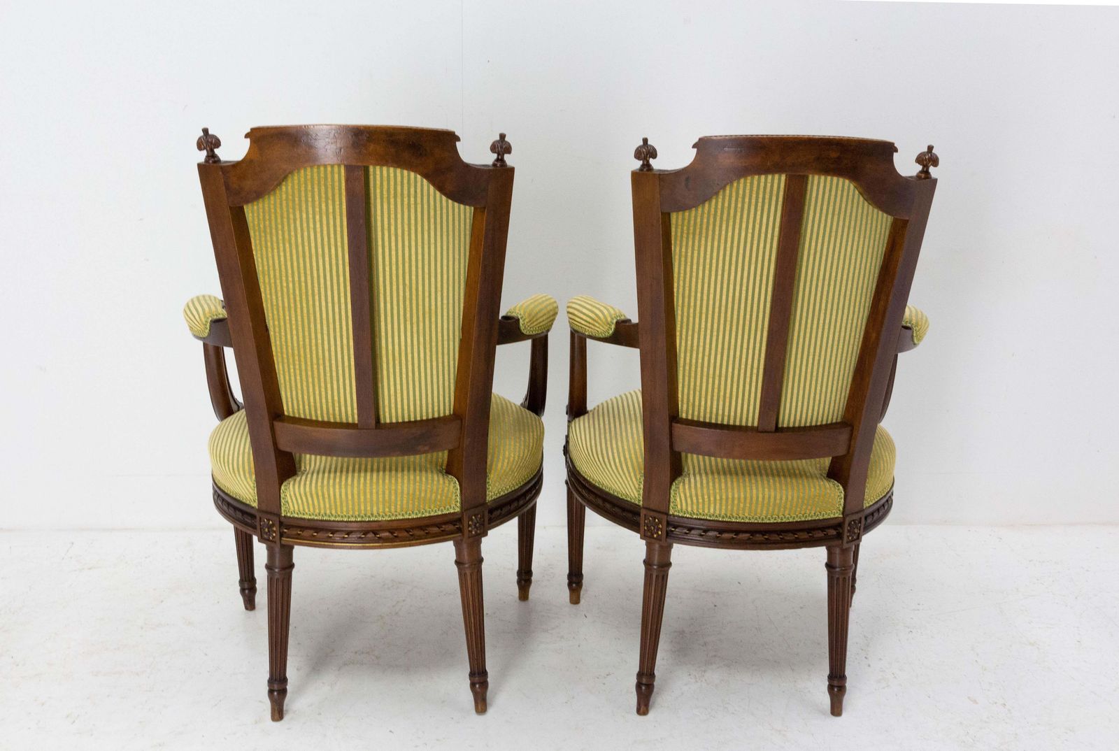 Pair Of Louis XVI Revival Open Armchairs French With Footstools, Midcentury photo 1616.75