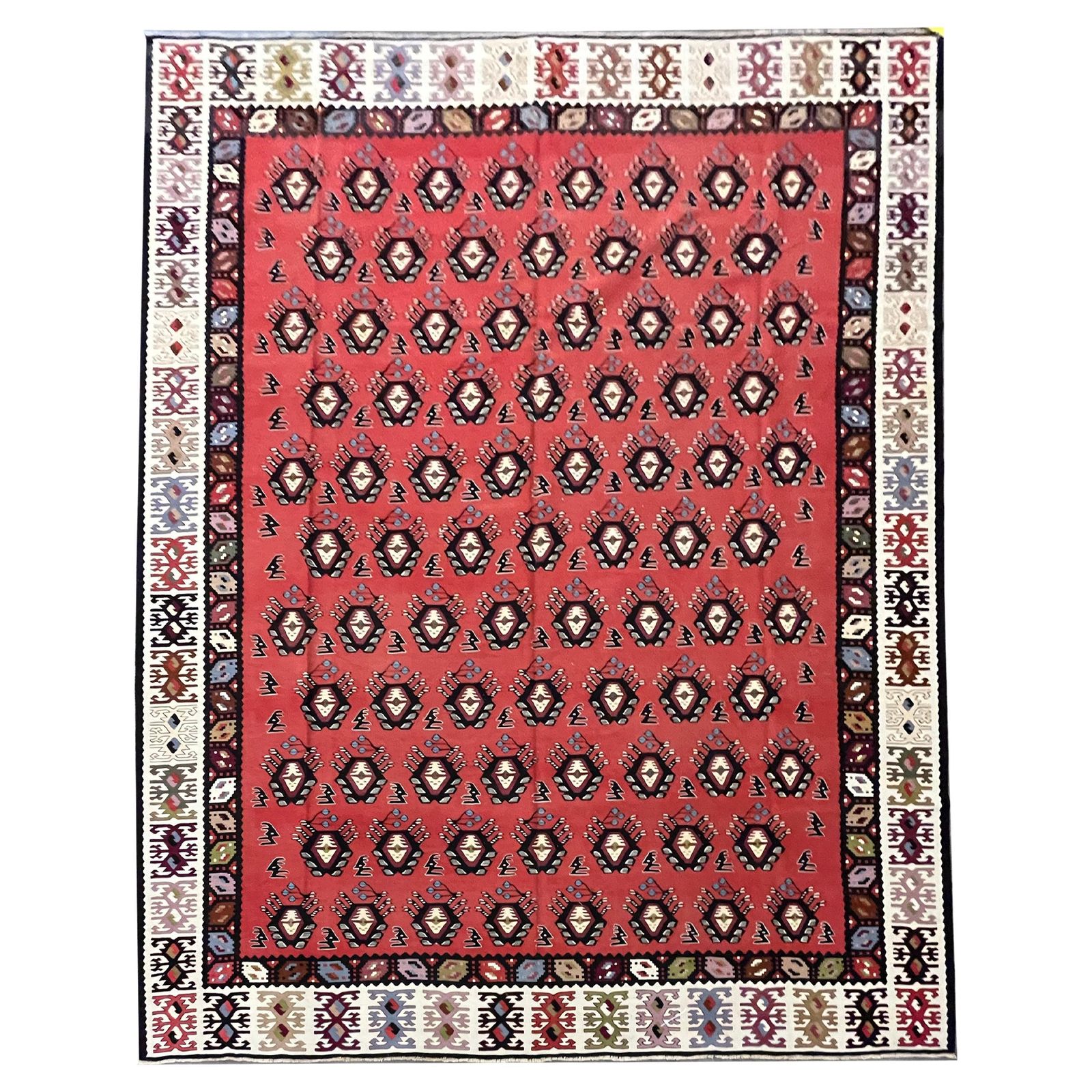 Antique Turkish Kilim Rug Handmade Modern Red Striped Pirot Kilims  306x254cm