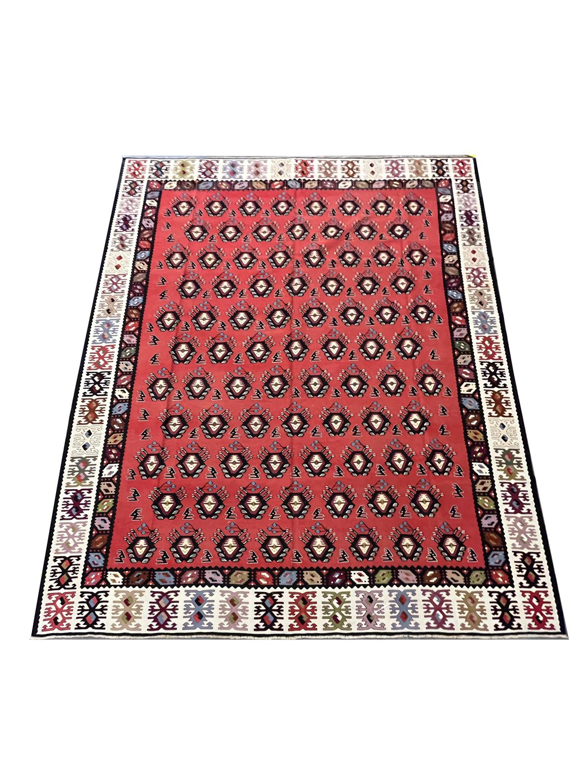 Antique Turkish Kilim Rug Handmade Modern Red Striped Pirot Kilims  306x254cm photo furniture