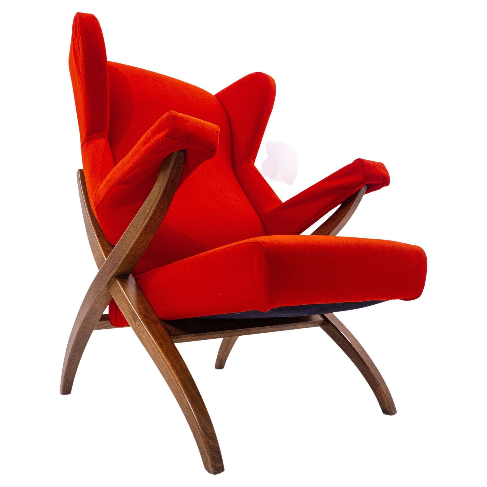 Mid Century Modern Red Armchair Fiorenza By Franco Albini For Arflex, Italy