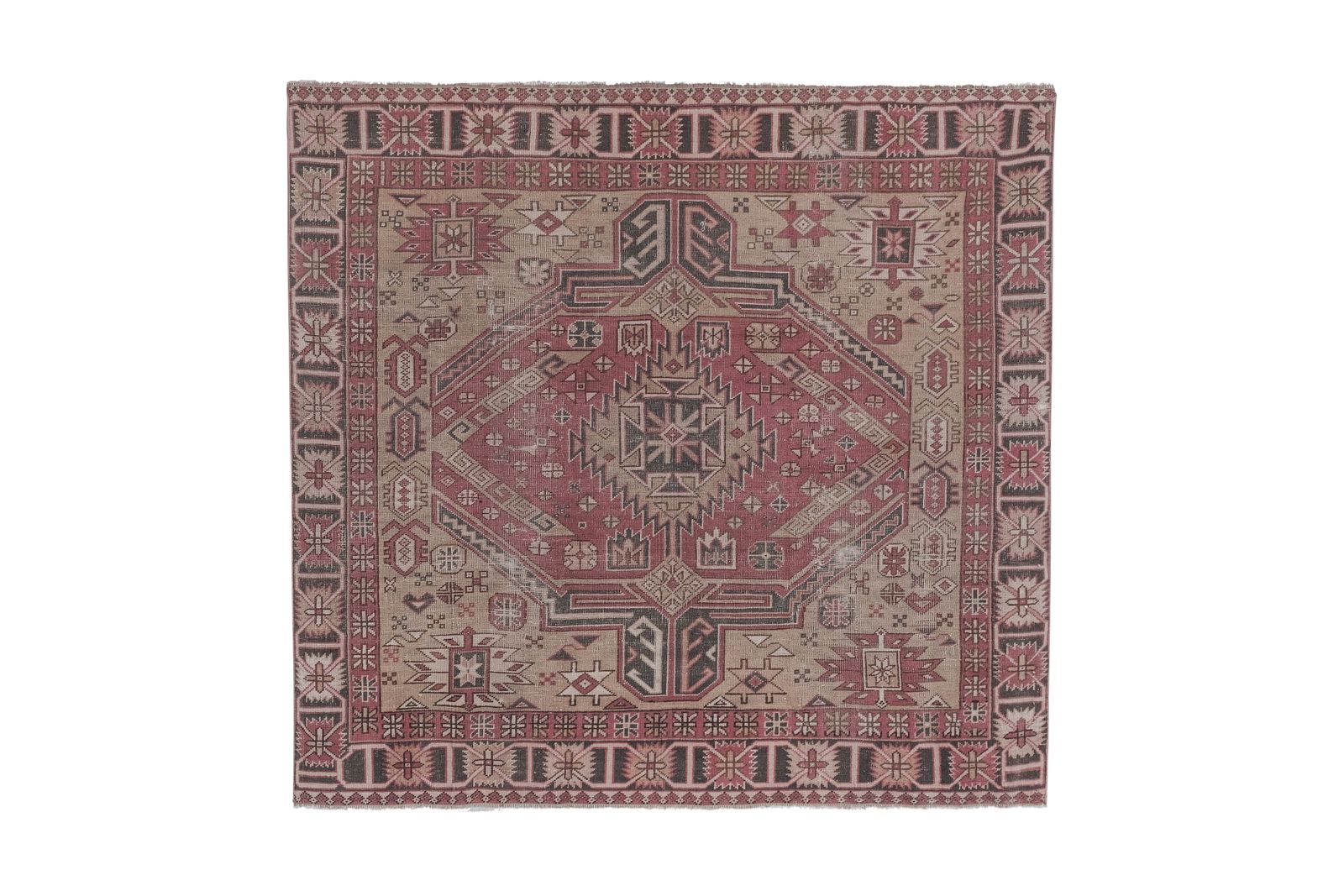 Antique Caucasian Kazak Rug With Tribal Geometric Medallion 5'5'' X 6'