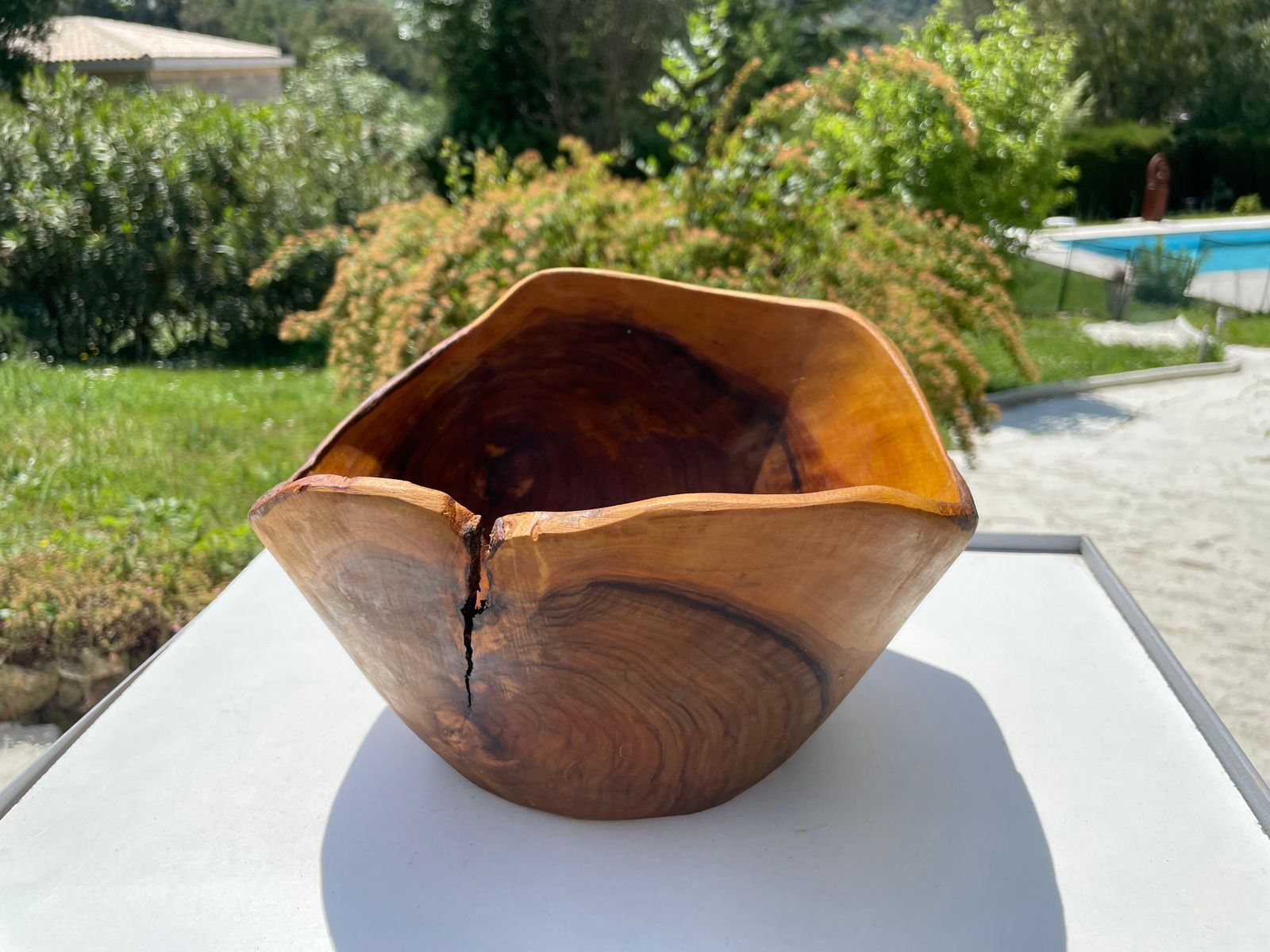 Olive Wood Bowl, French Riviera Style, France 1960, Brown Color photo for sale