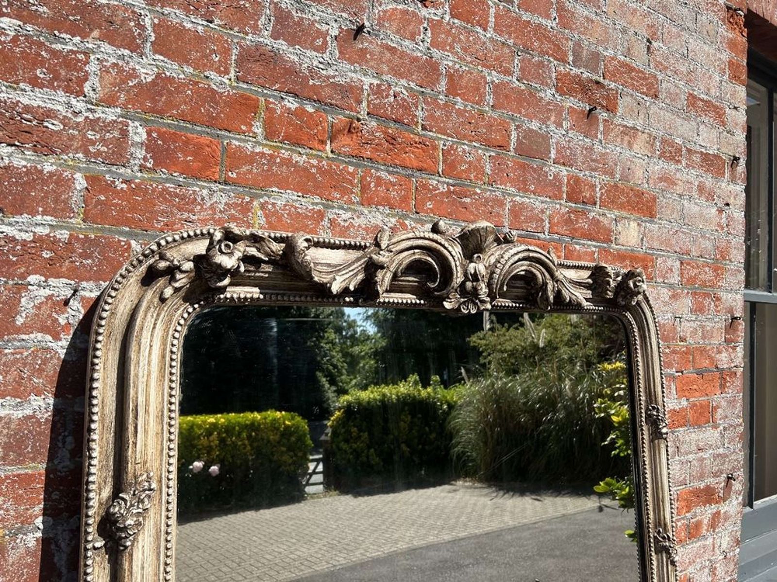 A Fabulous Large Antique French 19th C Arched Top Painted Mirror. photo 1495.0