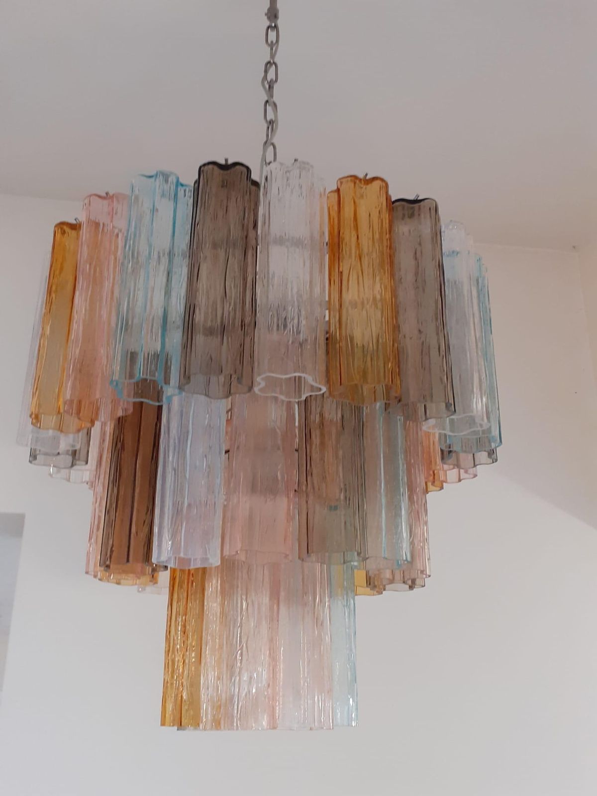 Contemporary Murano Glass "Tronchi" Chandelier With A Chrome Metal Frame photo buy
