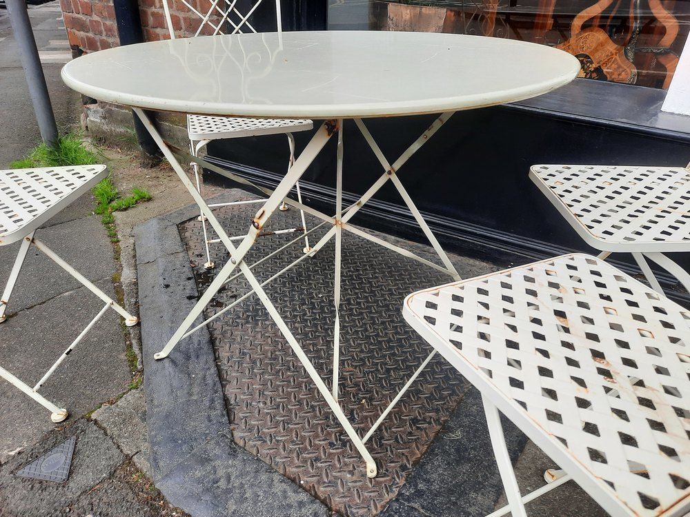 Retro Wrought Iron Garden Bistro Set photo for sale