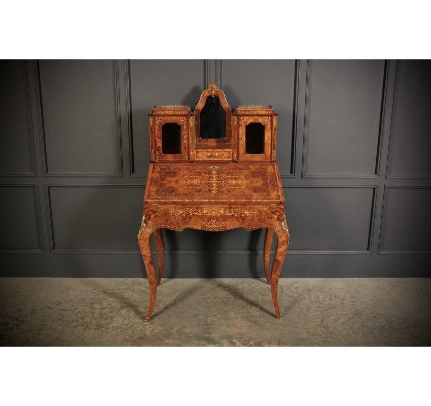 Burr Walnut Marquetry Inlaid Writing Desk photo furniture