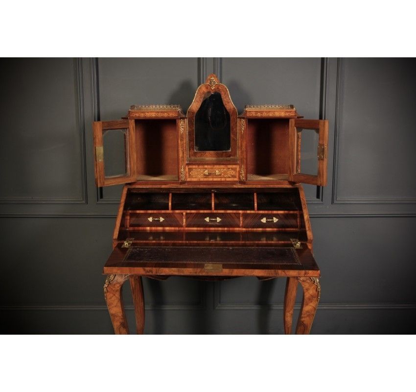 photo furniture Burr Walnut Marquetry Inlaid Writing Desk