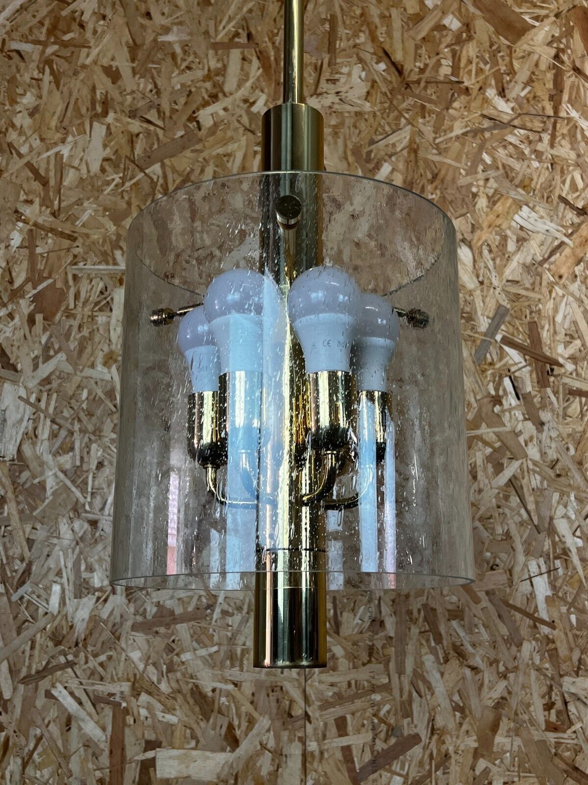 60s 70s Chandelier Huge Chandelier Pendant Lamp Limburg Glass & Chrome Design photo Lighting