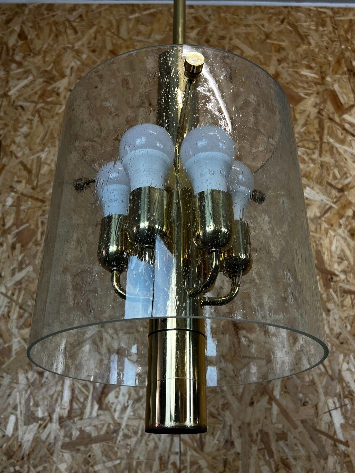 Lighting 60s 70s Chandelier Huge Chandelier Pendant Lamp Limburg Glass & Chrome Design photo