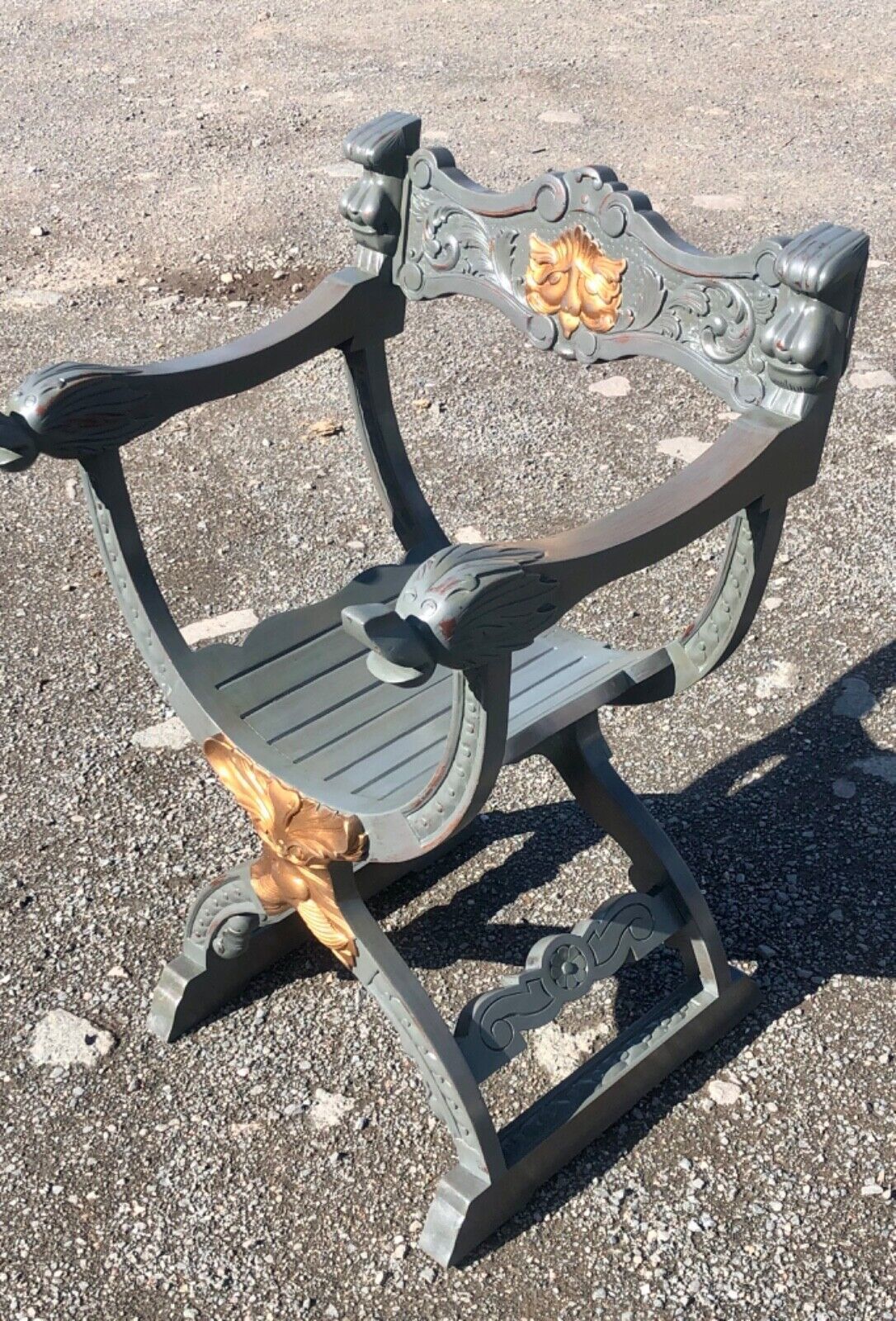 photo for sale Handsome Vintage Carved Hardwood Hall Chair