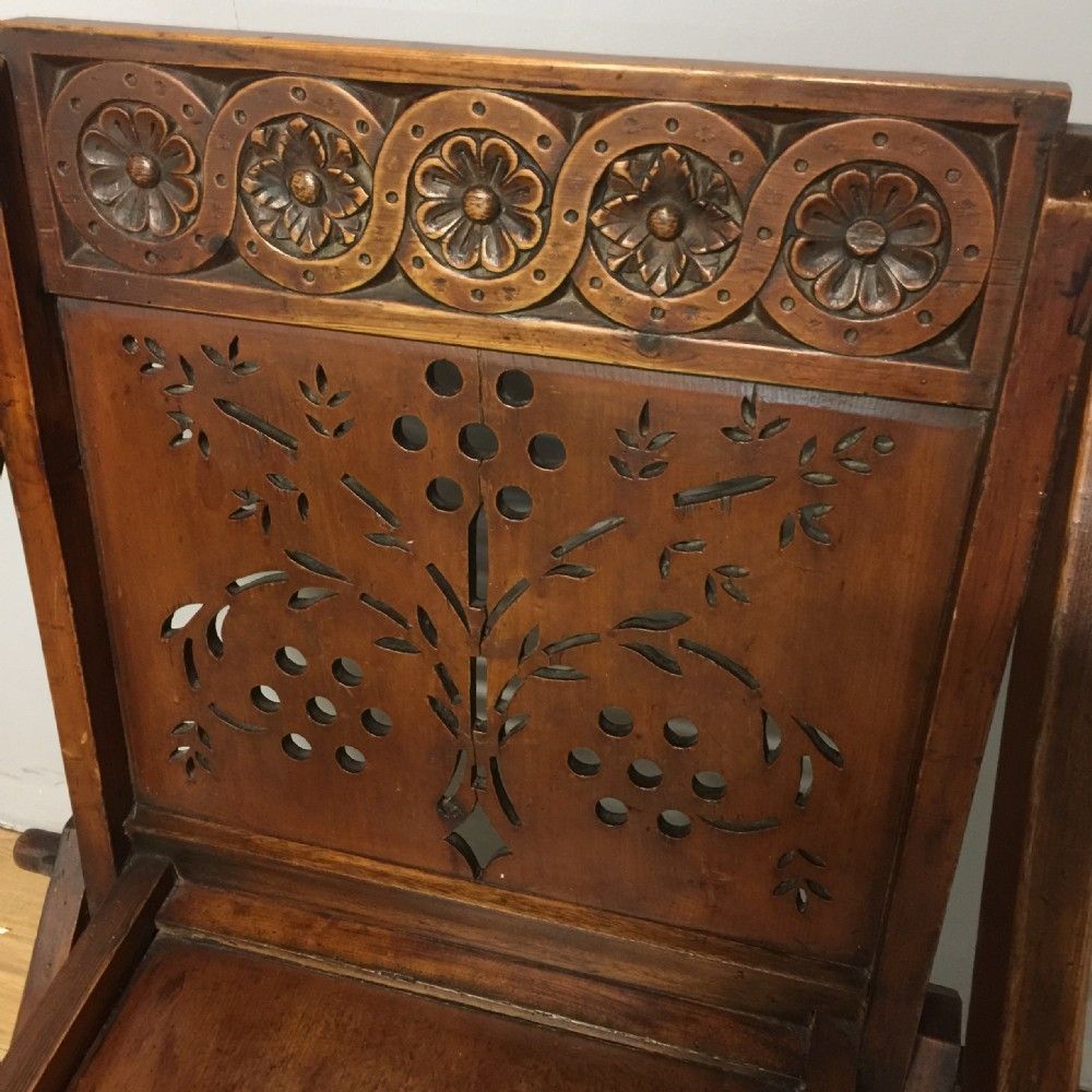 Nineteenth Century Carved Glastonbury Chair photo for sale